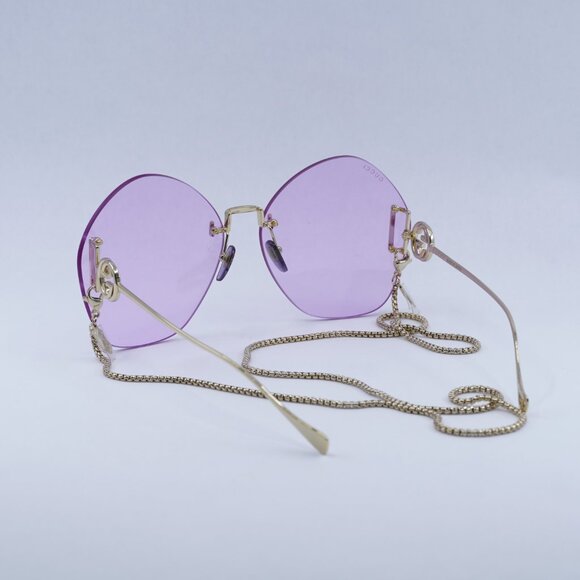 🕶️ New Gucci GG1203S 001 Sunglasses - Gold With Detachable Gold Chain Frame - Picture 11 of 12